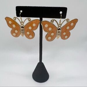 Large Butterfly Statement Enamel Fashion Earrings. Costume Jewelry Earrings.